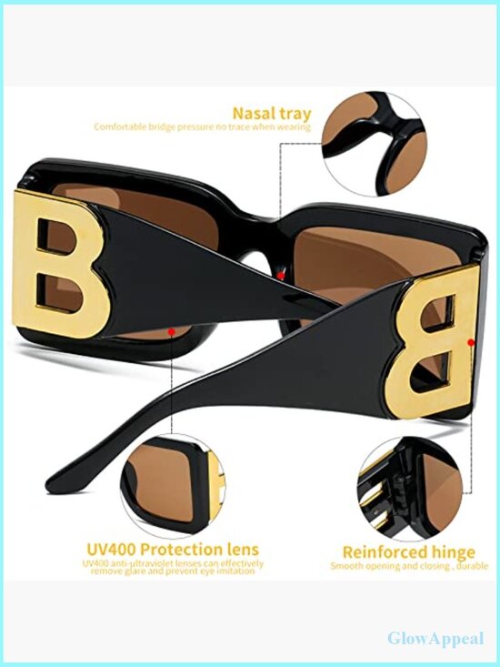 Oversized Square Sunglasses for Women Men Trendy Thick Frame UV400 Protection 3 main image 5